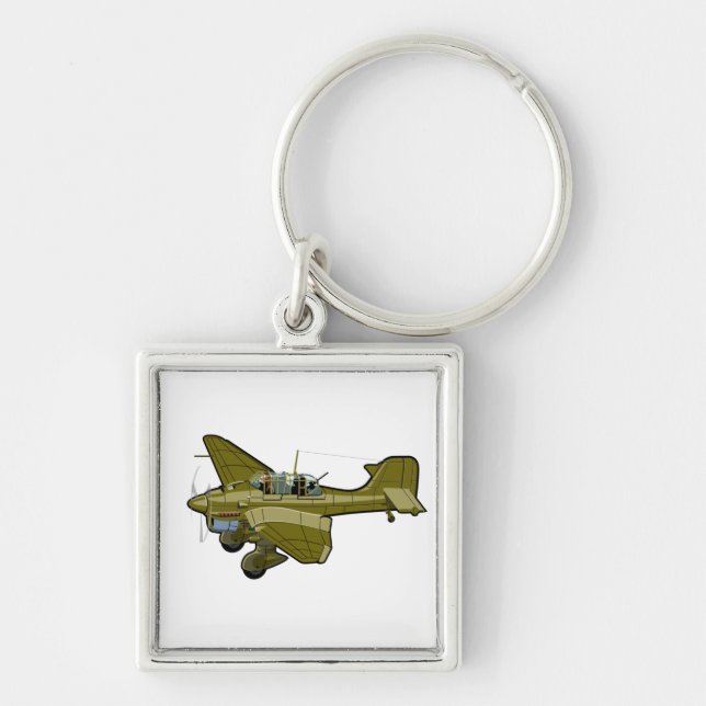 Porte-clés Avion rétro de dessin (Devant)