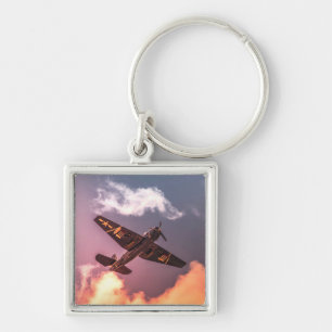 Porte-clés Avion vintage magnifique ciel