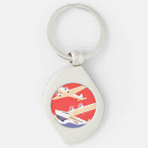 Porte-clés Avion volant Vintage WPA coloré