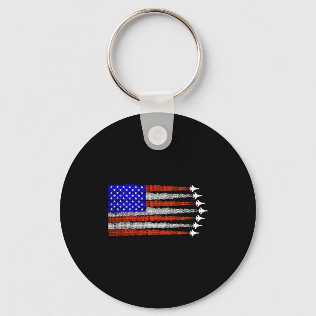 Porte-clés Avions de combat patriotiques américains drapeau a (Recto)