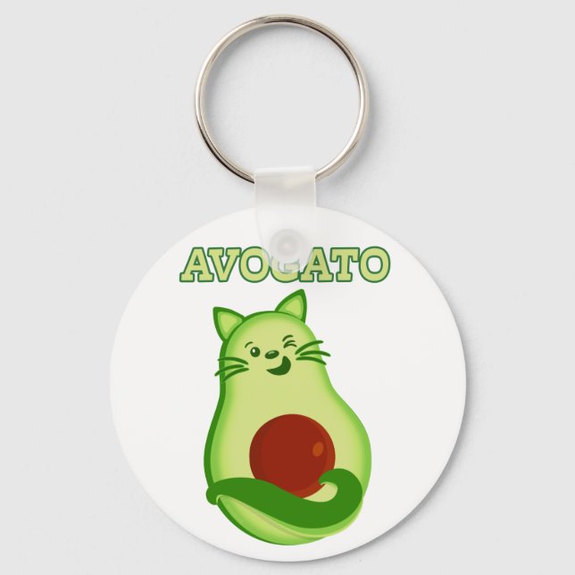 Porte-clés Avocado Keto Kitty Chat En Train De Vous Éclater (Recto)