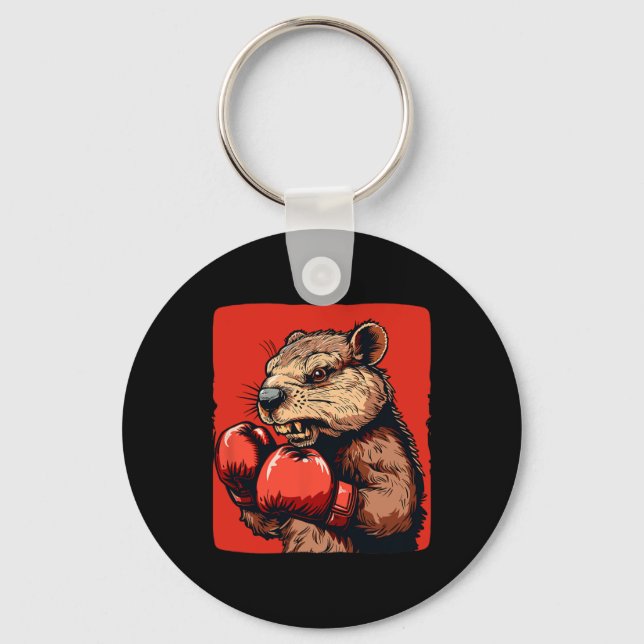 Porte-clés Awesome Castor De Boxe Avec Gants Pour Les Ventila (Recto)