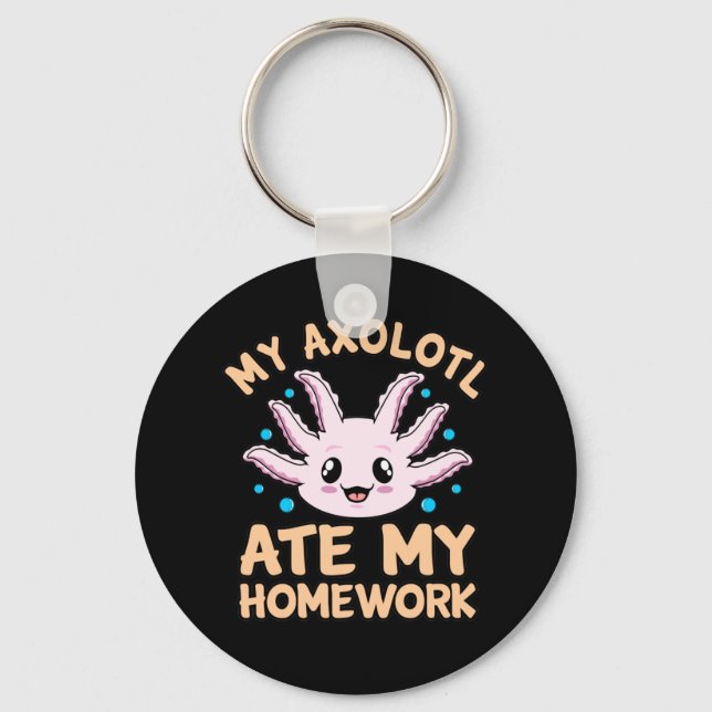 Porte-clés Axolotl Ate Homework Kawaii Amoureux des animaux P (Recto)