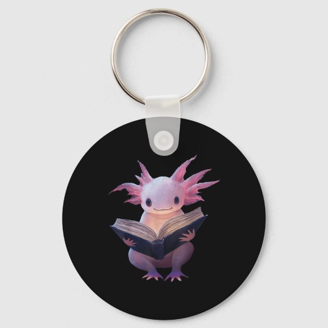 Porte-clés Axolotl Bookworm Livre de lecture Funny Kawaii Gra (Recto)