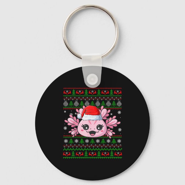 Porte-clés Axolotl Christmas Ugly Sweater Santa Axolotl Head  (Recto)