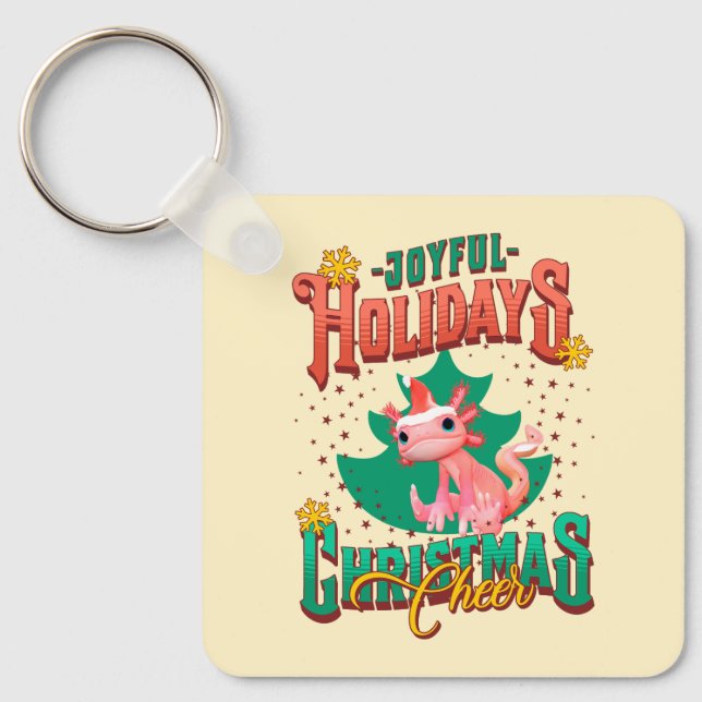 Porte-clés Axolotl drôle Joyeuses Fêtes Noël Cheers (Recto)