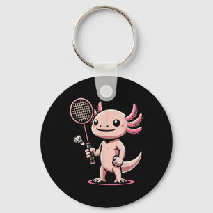 Porte-clés Axolotl Jouant au Joueur de Badminton Navette Spor