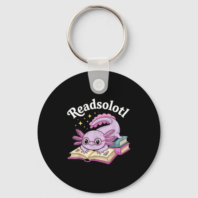 Porte-clés Axolotl lit solotl drôle lecture mignon kawaii (Recto)