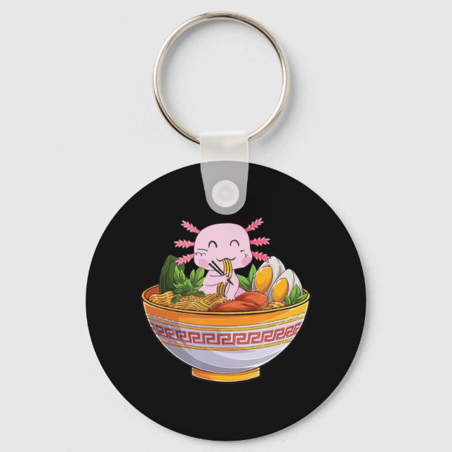 Porte-clés Axolotl Manger Ramen nouilles Kawaii Anime Cadeau  (Recto)
