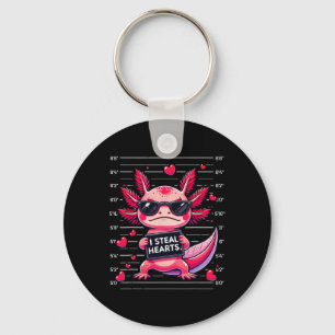 Porte-clés Axolotl Mignon Je Vole les Cœurs Mugshot Drôle Val