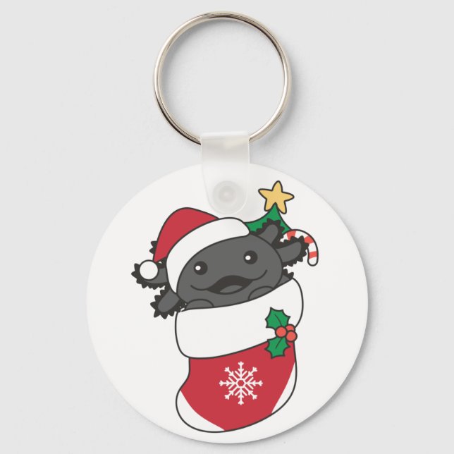 Porte-clés Axolotl Noël Neige Animaux d'hiver Axolotls Clé (Recto)