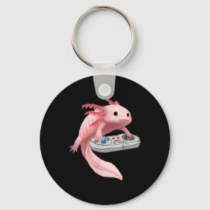 Porte-clés Axolotl poisson jouant au jeu vidéo White-axolotl