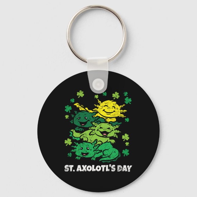 Porte-clés Axolotl Saint-Patrick Cute Animal Trèfle Glover (Recto)