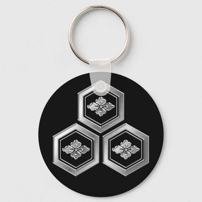 Porte-clés Azai Clan Kamon Argent Chrome (Recto)
