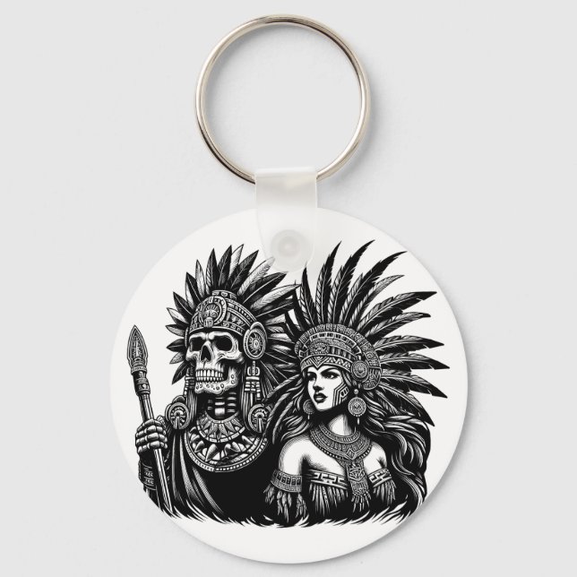 Porte-clés Aztec Skeleton Warrior avec Princess (Recto)