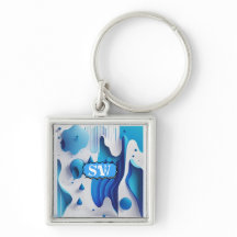 Azure Fragment Personalized Square Keychain