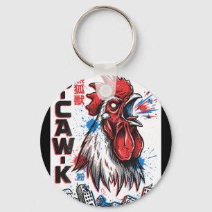 Porte-clés B-caw-k Géant poulet drôle japonais monstre affich