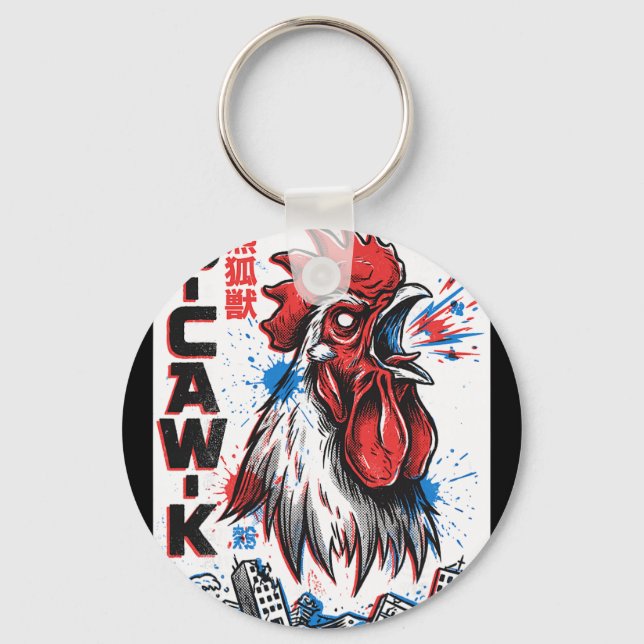 Porte-clés B-caw-k Géant poulet drôle japonais monstre affich (Recto)