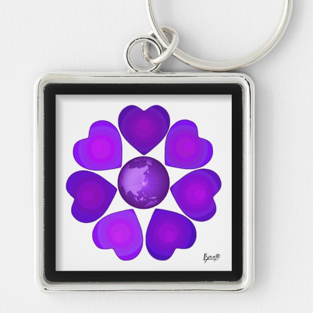 Porte-clés B&W Purple Hearts Beating (Devant)