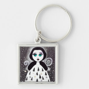 Porte-clés B&W Surreal Pop Xmas Poupée d'arbre