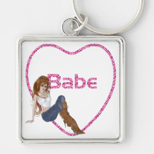 Porte-clés Babe Parties scintillant Coeur Candy Redhead Girl