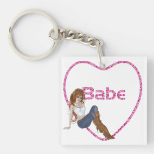 Porte-clés Babe Parties scintillant Coeur Candy Redhead Girl