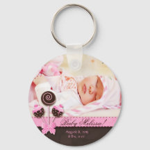 Baby Girl Photo Porte - clé Gâteau Pops rose
