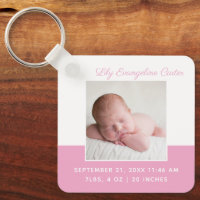 Baby Girl Pink Photo Elegant Birth Stats Keepsake