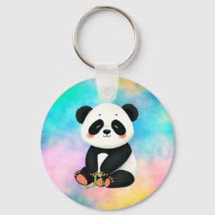 Porte-clés Baby Panda tient un morceau de bambou
