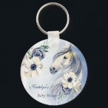 Porte-clés Baby shower de fleurs d'aquarelle du ranch<br><div class="desc">Horse ranch baby shower fleurs aquarelle merci porte-clés personnalisées.</div>