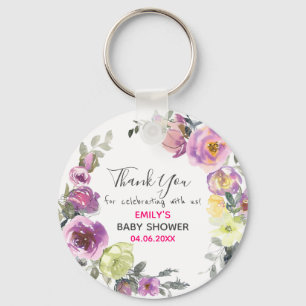 Porte-clés Baby shower de Merci de  de couronne de fleurs vio