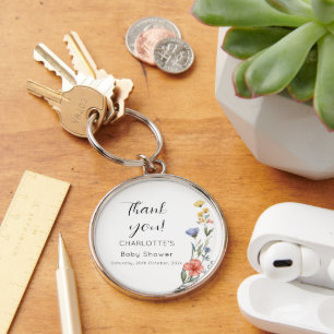 Porte-clés Baby shower Fleur sauvage aquarelle