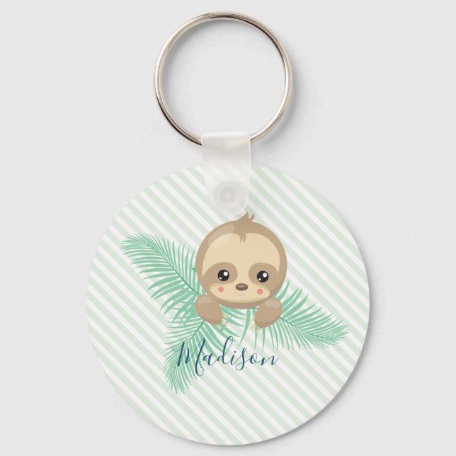 Porte-clés Baby shower Green Happy Baby Sloth (Recto)