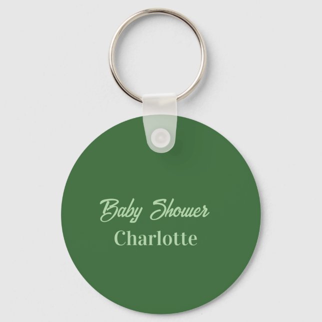 Porte-clés Baby shower vert forêt pastel nom simpleminimal (Recto)