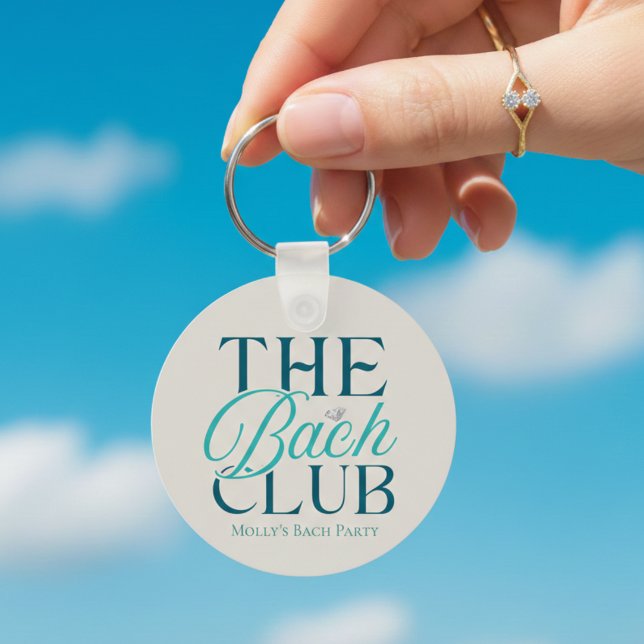 Porte-clés Bach Club Moderne Simple Bleu Bachelorette Party (Bach Club Modern Simple Blue Bachelorette Party Keychain)