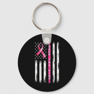 Porte-clés Back The Pink Ribbon American Flag Breast Cancer A