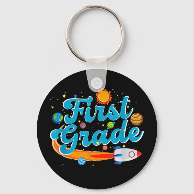 Porte-clés Back to school outer space teacher first grade (Recto)