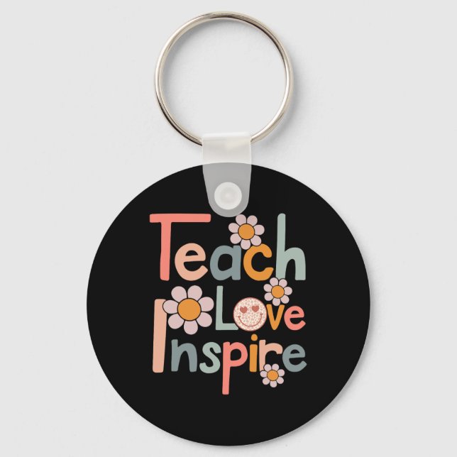 Porte-clés Back to School Teach Love Inspire Retro Teachers (Recto)