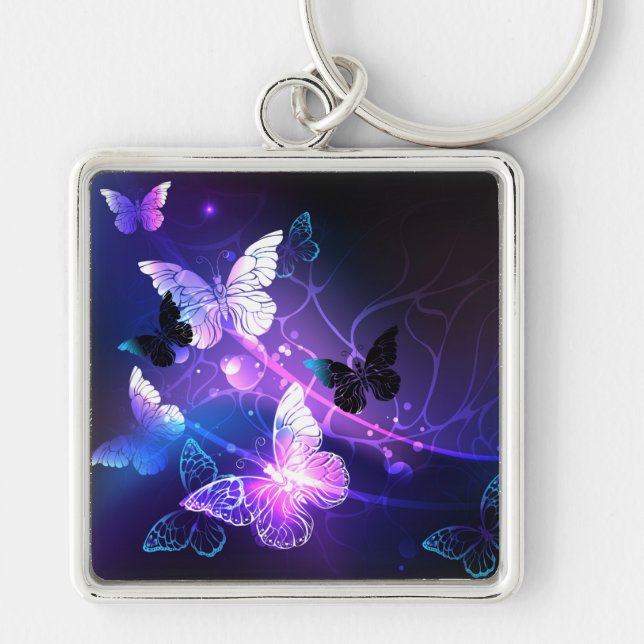 Porte-clés Background with Night Butterflies (Devant)