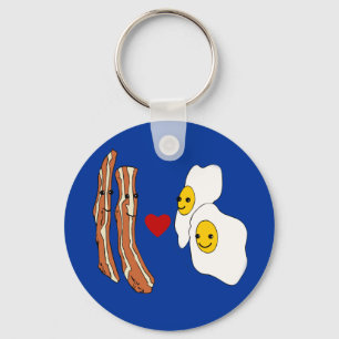 Porte-clés Bacon Aime les oeufs Amusant conception Bacon