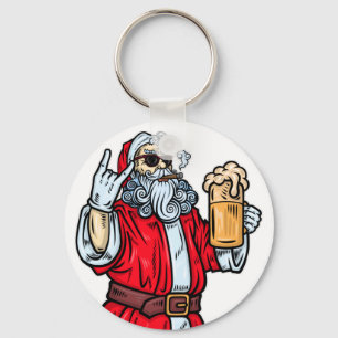Porte-clés Bad Père Noël, Rock, Bière et Cigar