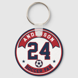 Porte-clés Badge avec nom de supporter de football et numéro