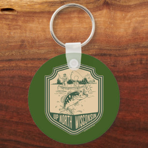 Porte-clés Badge de pêche dans le nord du Wisconsin