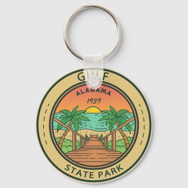 Porte-clés Badge du cercle du parc d'État de Gulf State Alaba (Recto)