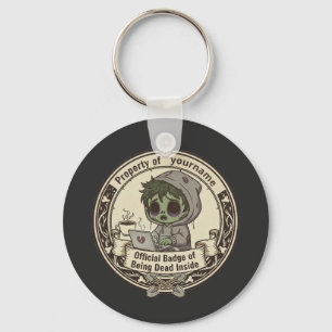 Porte-clés Badge « Mort à l'intérieur » personnalisable