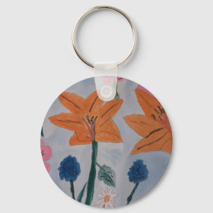 Porte-clés Badge Orange Lilies