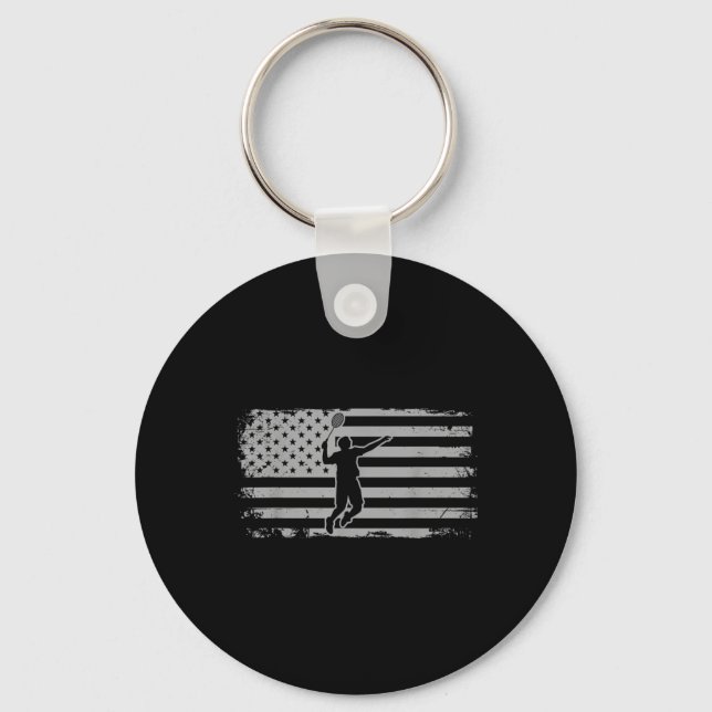 Porte-clés Badminton à la navette du drapeau américain (Recto)