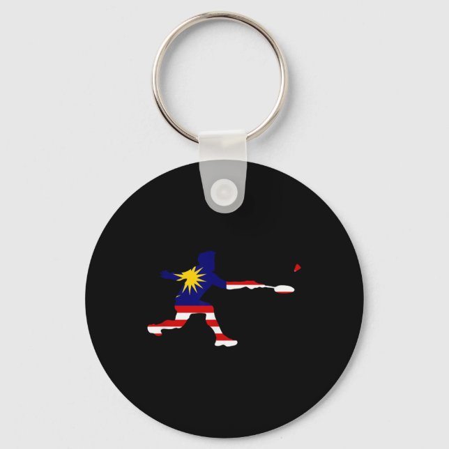 Porte-clés Badminton Drapeau Malaisien Raquette Volant Hommes (Recto)