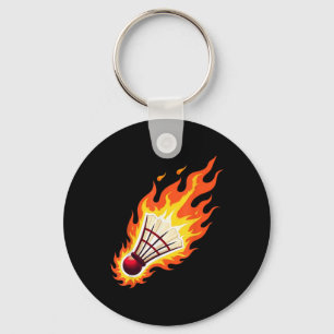 Porte-clés Badminton enflammé Navette en feu