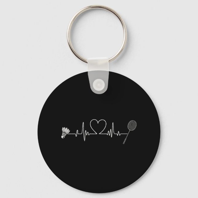 Porte-clés Badminton Heartbeat Funny Badminton (Recto)